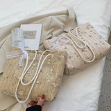 Cyflymder Fashion Woven Handbags For Women All-Match Women's Bag Portable Bucket Bag Luxury Designer Handbag Summer Picnic Bags