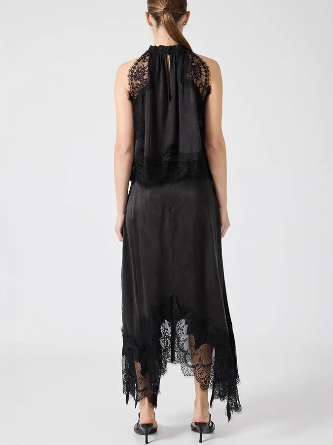 Cyflymder  Eleglant O Collar Lace Sleeveless Crop Top Skirt New Two Piece Set Women Outfits Party Y2K Streetwear Summer Casual Clothes