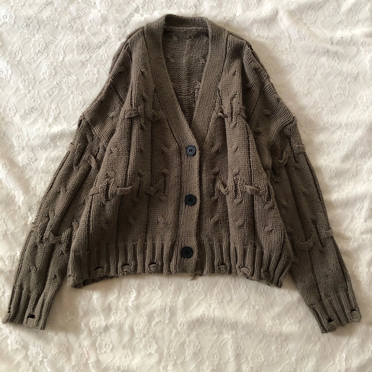 Cyflymder  brown long-sleeved sweater is a comfortable and warm aesthetic retro fashionable high street in Harajuku for autumn and winter