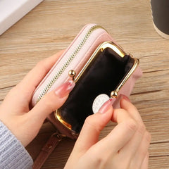 Cyflymder Women Short Wallets Female Short Hasp Coin Purses Ladies Portable PU Leather Money Bag Large Capacity Card Holders Clutch