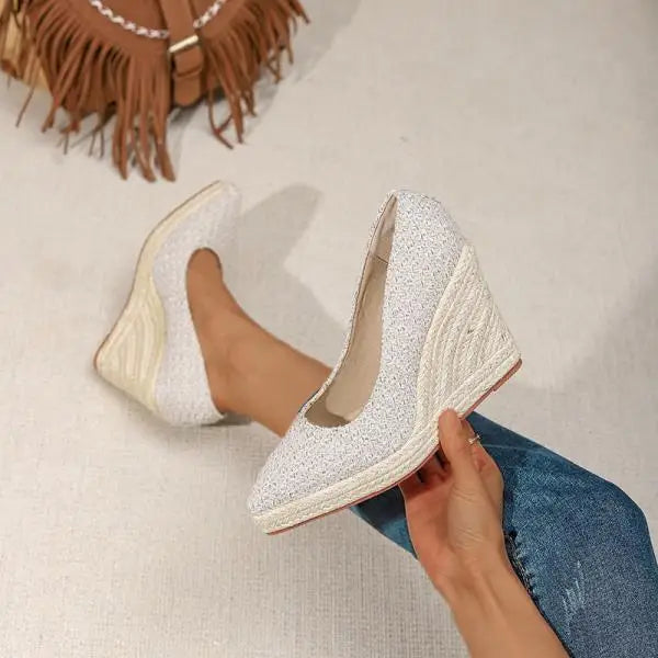 Cyflymder  Casual Woman Shoe Pointed Toe Shallow Mouth Clogs Platform Female Footwear Autumn Creepers Dress Fall Summer Classics Fabric Lac
