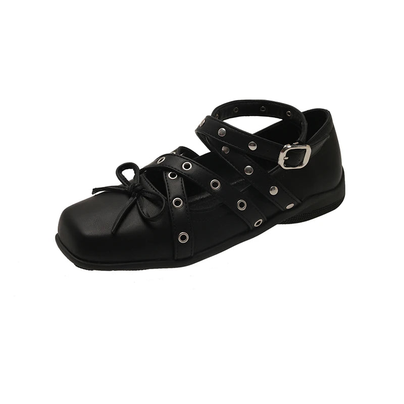 Cyflymder  Cross Ankle Strap Butterfly-knot Women Flats Shoes Spring Autumn Women's Outdoor Comfort Mary Jane Shoes