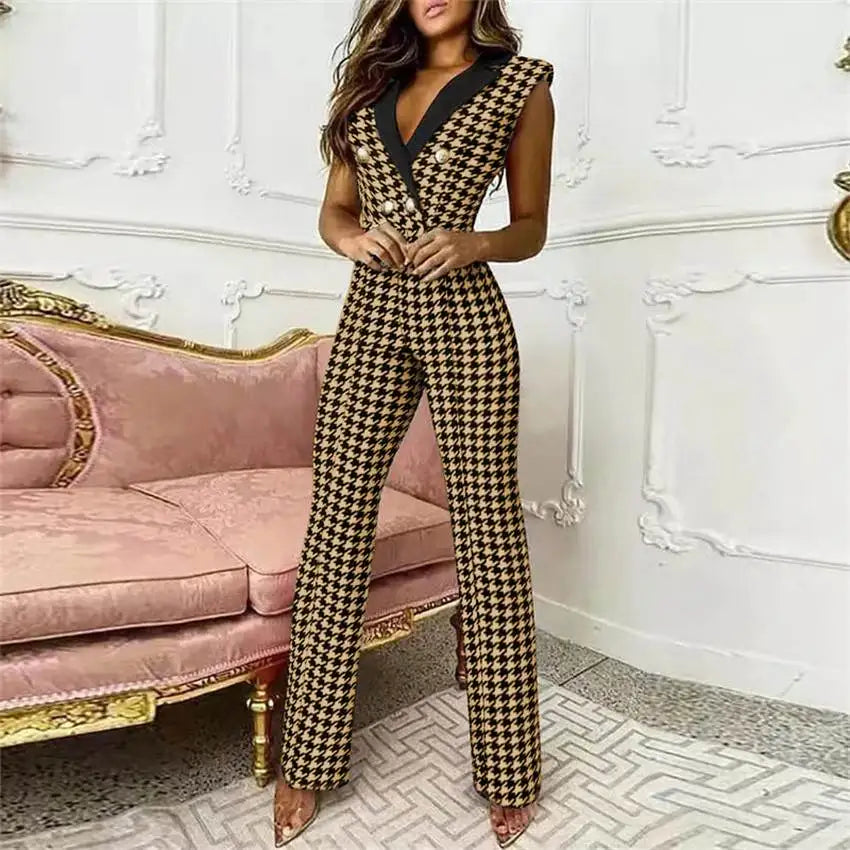 Cyflymder  New Slim Fit Double Breasted Suit Collar Svel Lady's Overall Long Pants Low Waist ort Pants Women's Rer