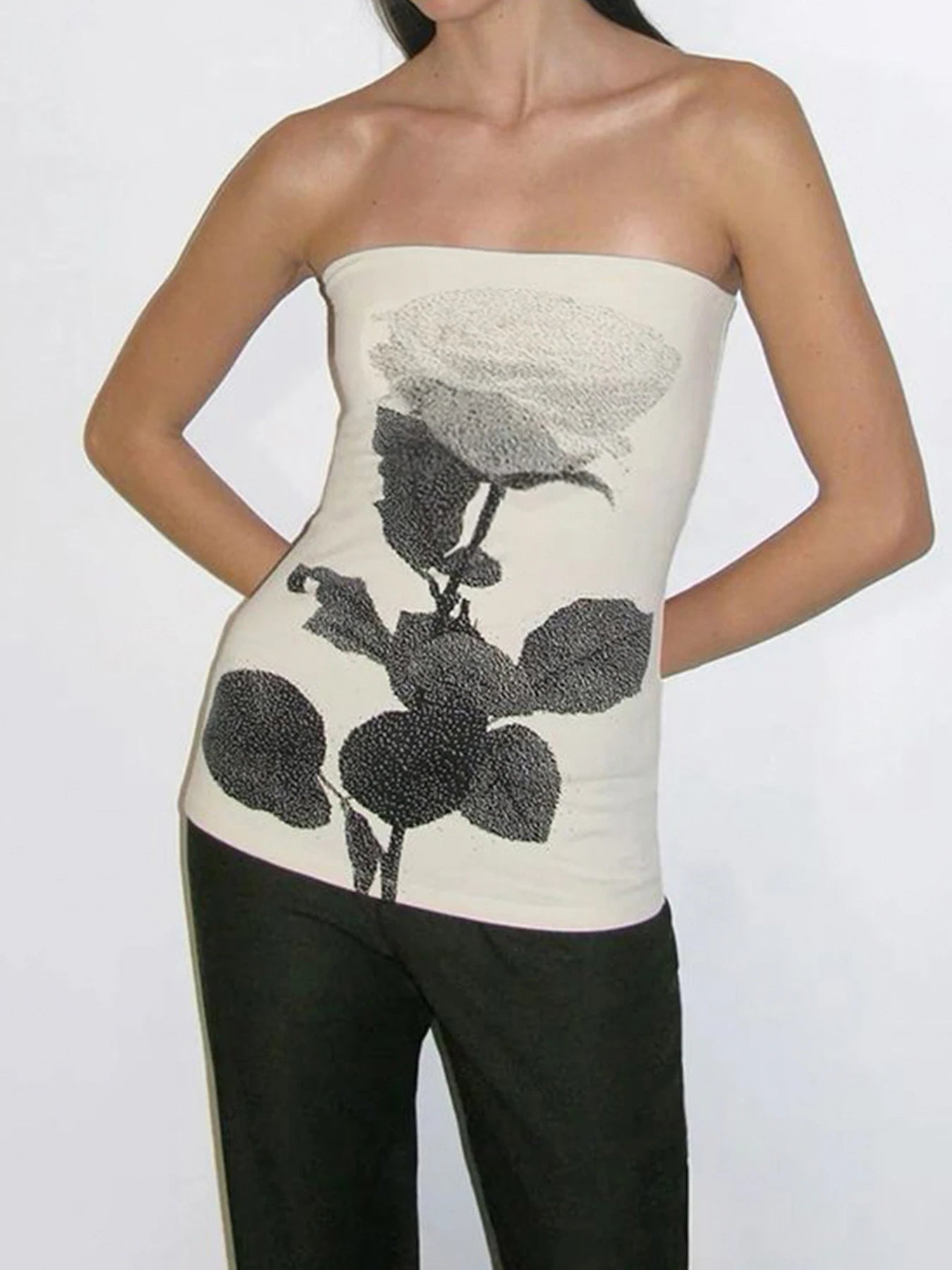 Cyflymder  Basic Slim Floral Tube Tops Casual Slash Neck Sleeveless Tank Tops Women Summer Spring Fashion Streetwear Ladies