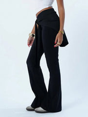Cyflymder  Streetwear American Casual Slim All Match Solid Low Waist Slight Strech Bandage Pants