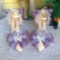 Cyflymder  High Quality Designer Luxury Shoes Bridal Wedding Shoes Y2K Heels Lolita Cosplay 2000S Heels Bow Butterfly Heels Party Shoes