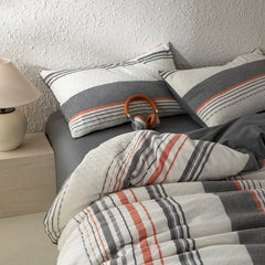Cyflymder  Bedding Set 100% Cotton Simple Vertical stripes Duvet Cover Set  Double Queen King Size Nordic Quilt Cover Bed Sheet Pillowcases