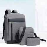 Cyflymder 3PCS Backpack Men's Backpack Korean Version Computer Simple Leisure Travel Fashion Student Schoolbag