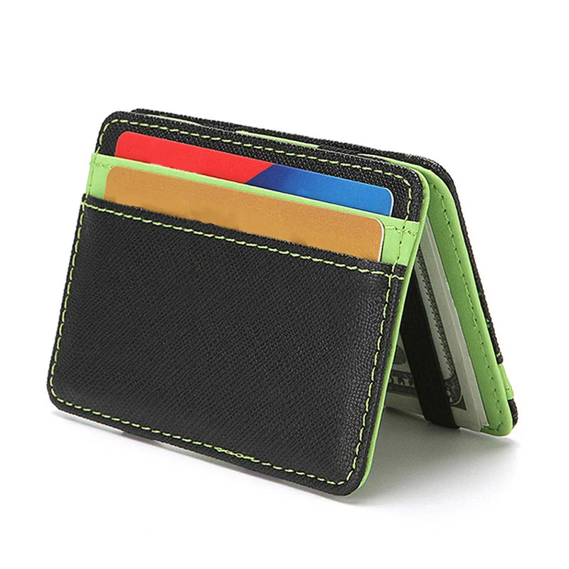 Cyflymder 1PC Ultra Thin PU Leather Women Men Magic Wallets Short Business Credit Card Holder Clutch Bag Case Pouch Mini Small Coin Purses