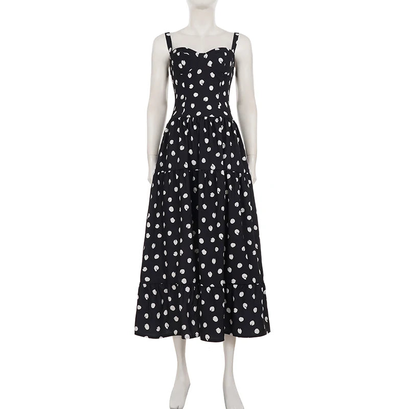 Cyflymder  Elegant Polka Dot A-Line Dress Casual Sleeveless Slim-Fitting Dresses Women Fashion Streetwear Party Vestidos Summer