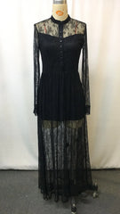 Cyflymder  Fashion O-neck Women's Long-Sleeved Dress Lace Patchwork Pastoral Styles Elegant Floor-Length Gown for Special Occasions