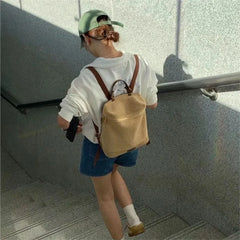 Cyflymder   Fashion Beige Woven Backpack Women Solid Color Large Capacity Lightweight Handbag Daypack Ladies Casual Commuter Mochilas Mujer