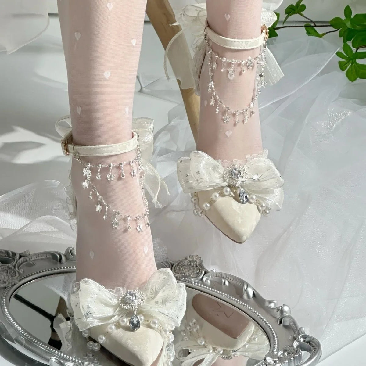 Cyflymder  Heeled Sandals Heels for Ladies Lolita Designer Shoes Bow Y2K Heels Mary Jane White Bridal Shoes Party Shoes Woman Trend