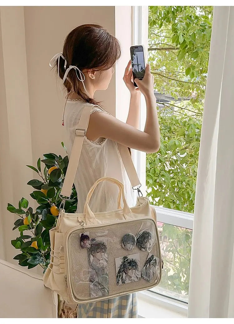 Cyflymder  Vintage Y2k Aesthetic Simple Shoulder Crossbody Bags All Match Trendy Transparent Ita Bag Ins Casual Backpack for Women Students