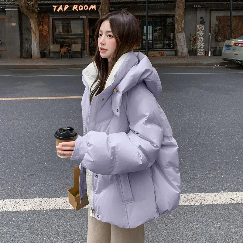 Cyflymder cold weather outfits Hooded Down Jackets Women Winter Coats New Korean Style Students Loose Casual Short Thick Warm Quilted Coat Women Clothing