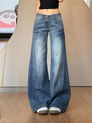 Cyflymder  American Vintage Y2k Autumn  Low Waist Straight Loose Long Bootcut Jeans