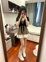 Cyflymder   New Summer Vintage Loose Japanese Casual Three-piece Set Spicy Girl Hepburn Retro V-neck Cardigan Bud Shorts Suit Women