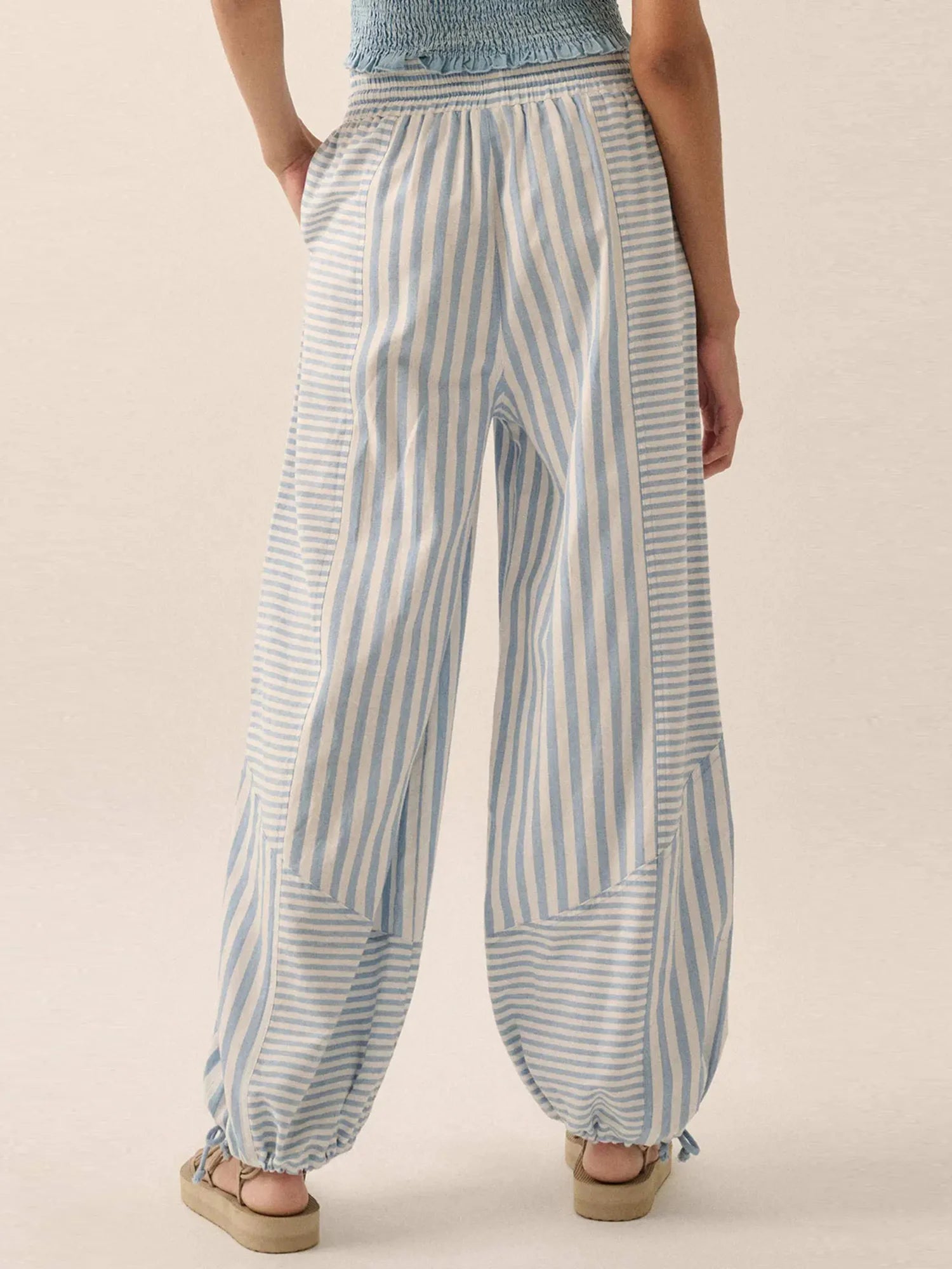 Cyflymder  Women s Floral Print High Waisted Palazzo Pants Lightweight Elastic Waist Wide Leg Trousers for Summer Beach Vacation