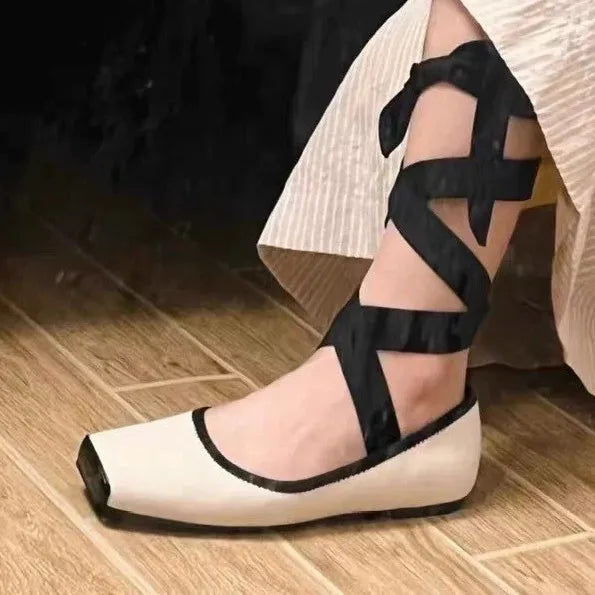Cyflymder  Shallow Mouth Women Female Shoes Mixed Colors Genuine Leather Sneakers Ballet Flats Square Toe Dress Moccasins Comfortable Cross