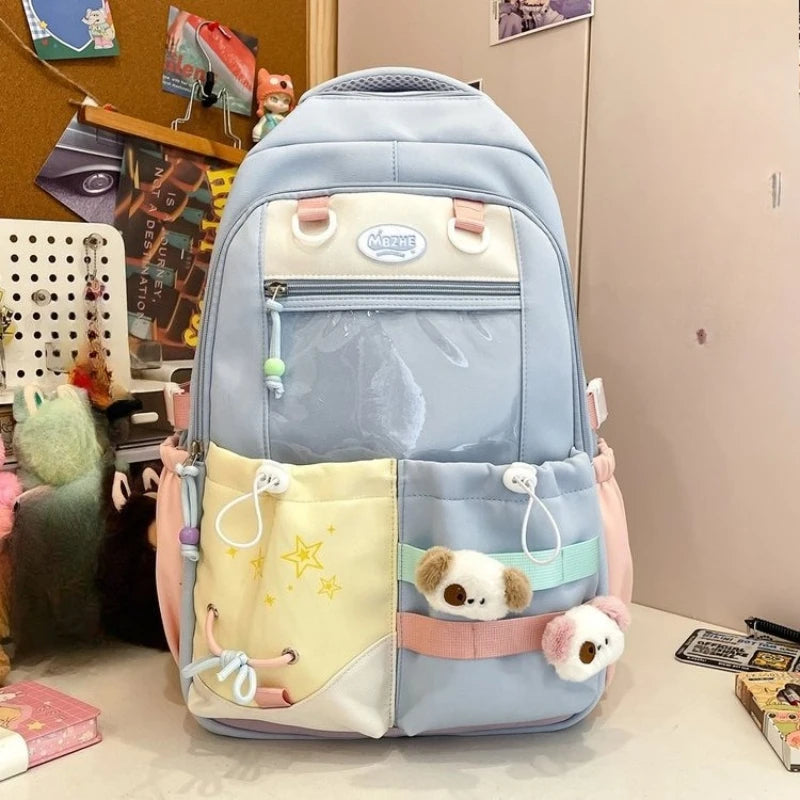 Cyflymder  Patchwork Contrast Color Kawaii Chic Schoolbags High-capacity Preppy Pockets Backpack All Match Y2k Backpacks for Women Students