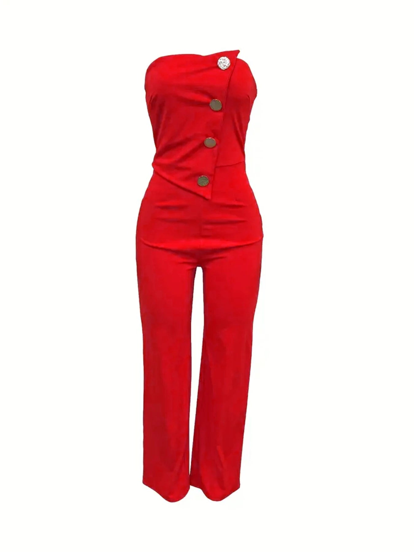 Cyflymder  New Women's Front Button Slim Fit Wide Leg Jumpsuit, Comfortable Fit, Fashionable and Casual Versatile Jumpsuit, Suitable F