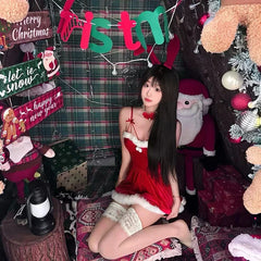 Cyflymder  Christmas Lingerie Sexy Bunny Dress Santa Claus Cosplay Costume Club Party Performance Photoshooting Seductive Temptation