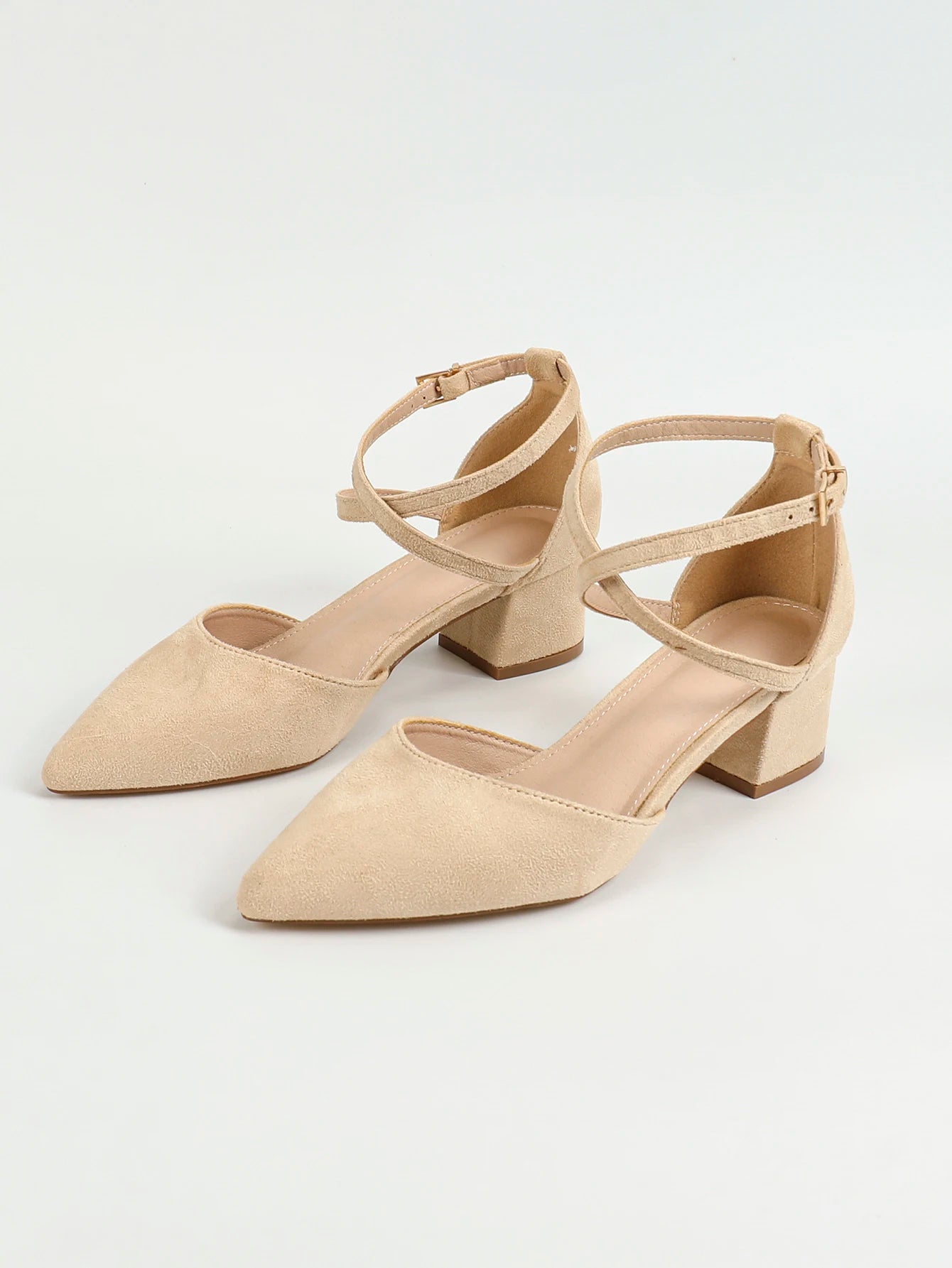 Cyflymder  Women's Pointed Toe Low Chunky Heels Pump Shoes, Comfortable Heels for Women, Chunky Ankle Strap Dress Pumps Shoes for Wedding O