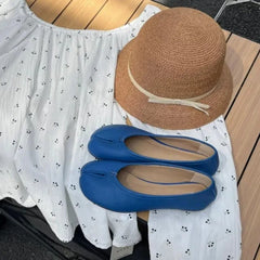 Cyflymder   New Split toe Pleated Soft Leather Women Ballet Flats Spring Summer Casual Walking Lazy Tabi Loafers Girls Dance Shoes