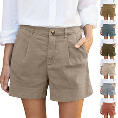 Cyflymder  Women Summer Cotton Linen Shorts Soft Stretch Twill Shorts Streetwear High Waist Loose Casual Pockets Shorts Female Short Pants