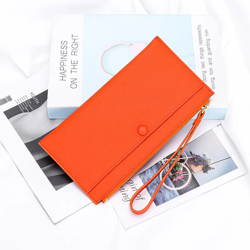 Cyflymder  Genuine Leather Women Long Wallet Female Wallets Ladies Clutch Cow Leather Coin Purse Credit Card Holder Wrist phone purse