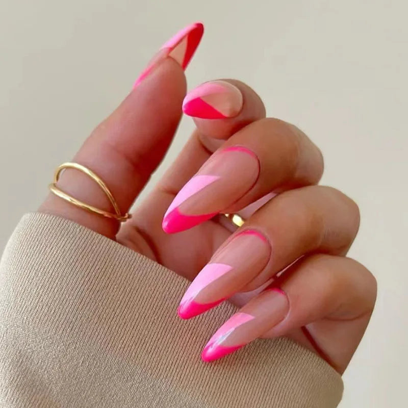 Cyflymder  24Pcs Fake Nails Supplies For Professionals False ABS Press On With Design Long French Tips Black Reusable Nails Coffin