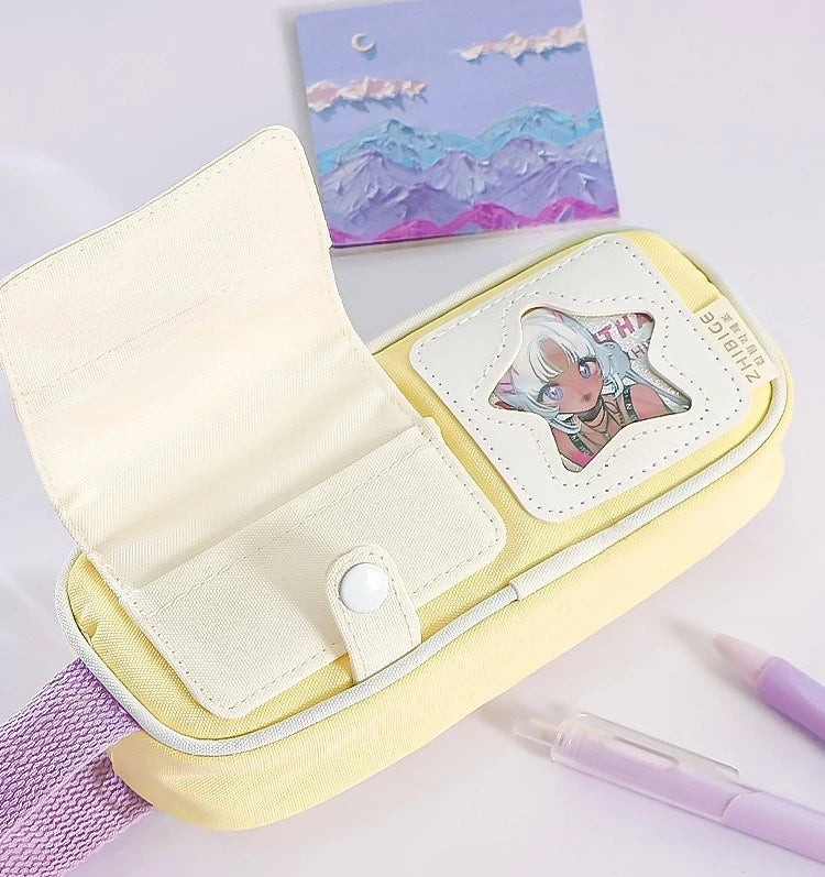 Cyflymder  New Kawaii Detachable Card Pen Organizer Large Capacity Pencil Case for School Ins Aesthetic Stationery Bag Back To School