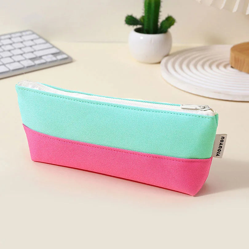 Cyflymder  Simple Pencil Case School Supplies Pencil Pouch Stitching Color Pen Case Back To School Estuche Escolar Stationery Pencil Cases