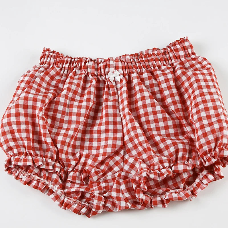 Cyflymder  Holiday Sweet Bow Plaid Shorts Preppy Style Casual Loose Low-Waisted Shorts Women 2025 Summer Fashion Streetwear Ladies