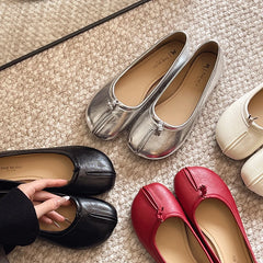 Cyflymder  Summer Return To The Ancients Girl Flat Base Shoes Fashion Round Head Elegance Women Patent Faux Leather Comfort Shoes 5476