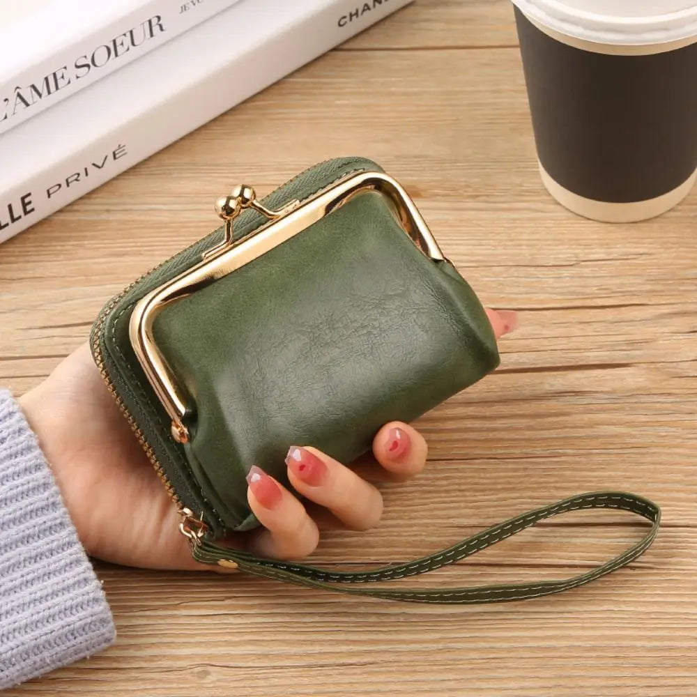 Cyflymder Women Short Wallets Female Short Hasp Coin Purses Ladies Portable PU Leather Money Bag Large Capacity Card Holders Clutch