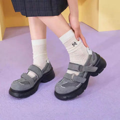 Cyflymder   Hot Seller New Soft Soled Blue Retro Thick Soled Casual Training Shoes Women's Board Shoes Shallow Mouth Single Shoes35-40