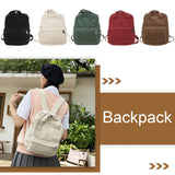 Cyflymder Women Traveling Backpack Solid Color Double Shoulder Bag Corduroy Multiple Pockets for Teenager Girls Kids