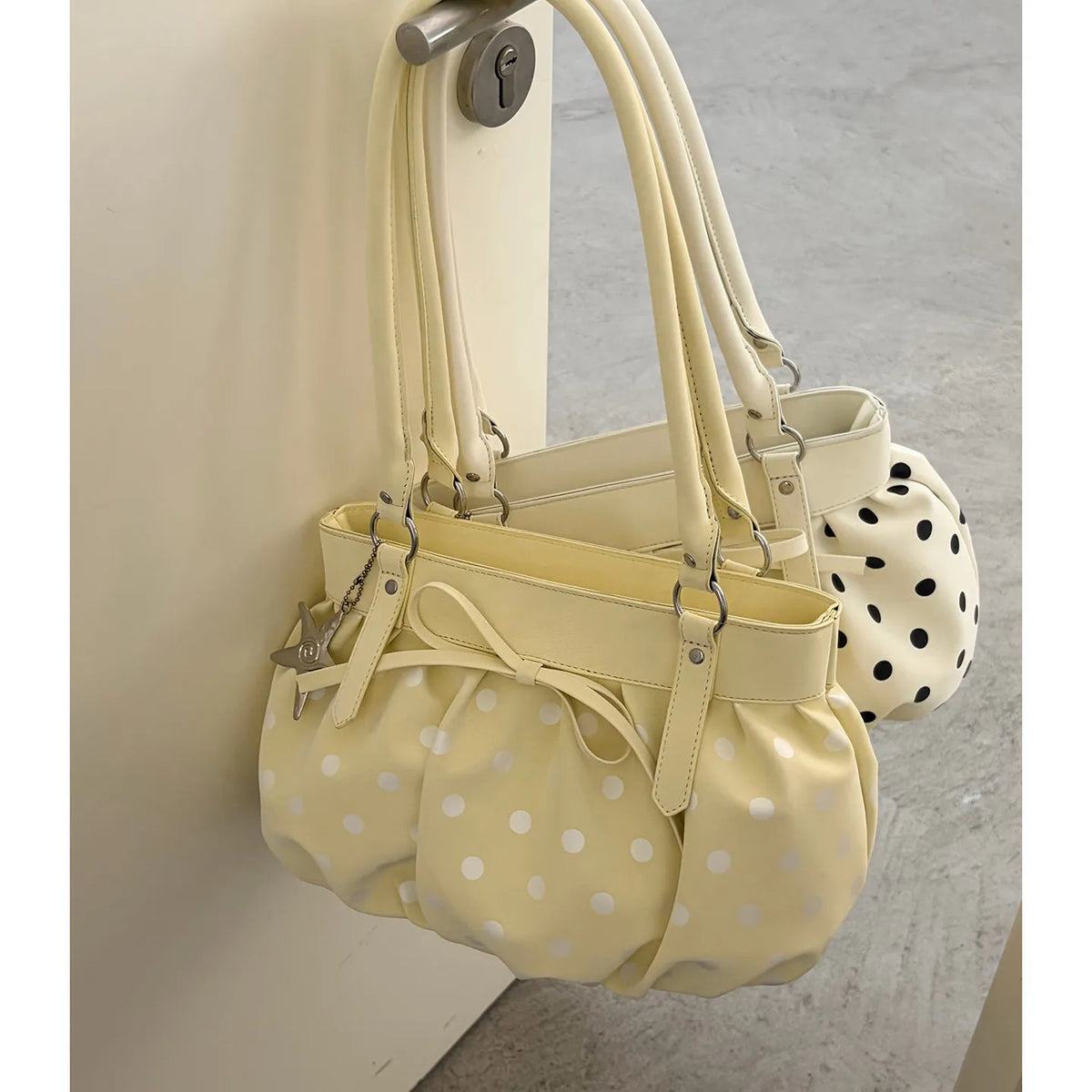 Cyflymder   Fashion Tote Arge Capacity Single Shoulder Underarm Cloud Bags Sweet Handheld Polka Dot Bag for Women New