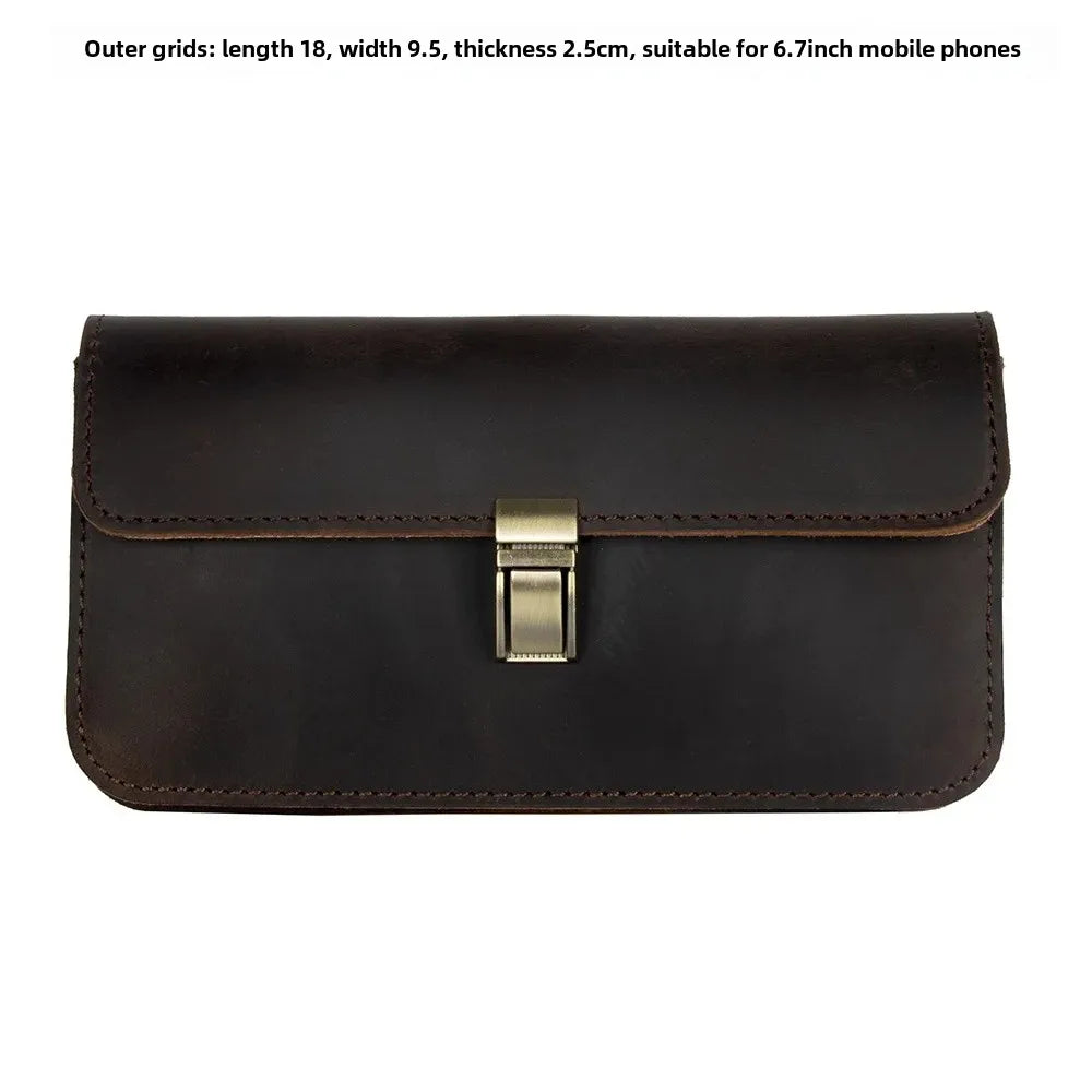 Cyflymder  Vintage American Style Genuine Leather Men's Waist Bag Crossbody Phone Pouch Furry Cow Leather Top Layer Batch Production
