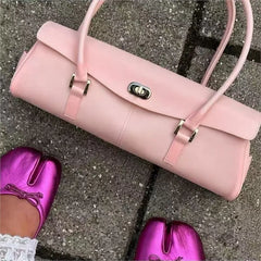 Cyflymder  Korean Jelly Flap Lock Handbag Women Pink Transparent PVC Large Capacity Shoulder Bags Ladies Sweet Cute Versatile Underarm Bag