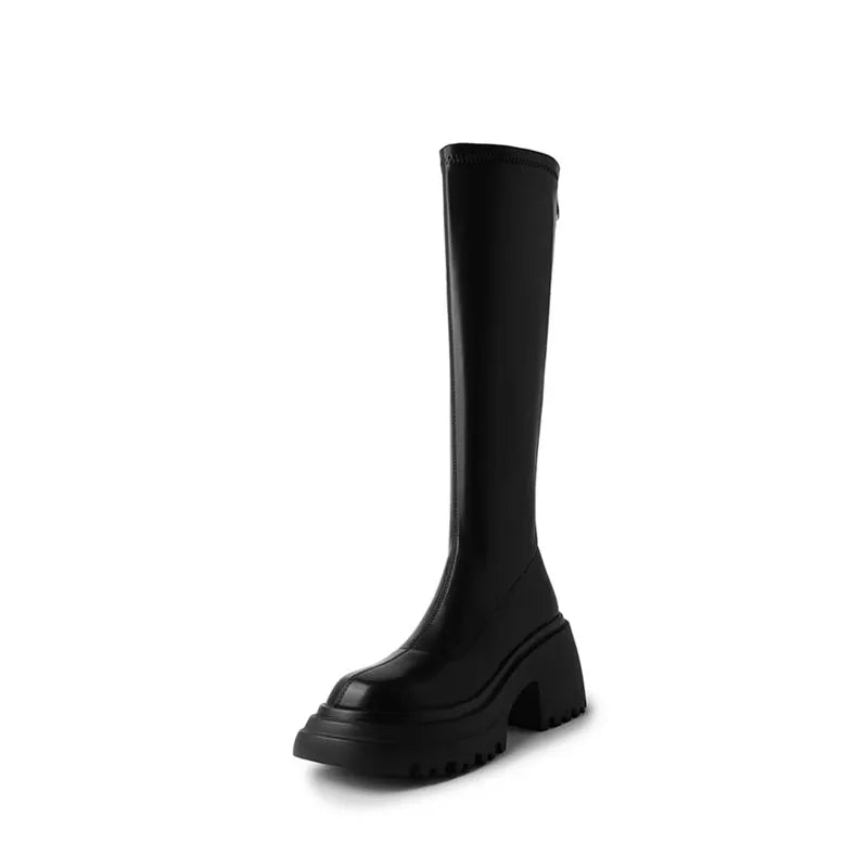 Cyflymder  Platform High Heel Women Ankle Boots Fashion Thick Bottom Elastic Slim Female Short Booties