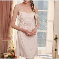 Cyflymder   Summer new swinging collar small suspender nightdress Modal with chest pad non-removable pleated design side split loungewear