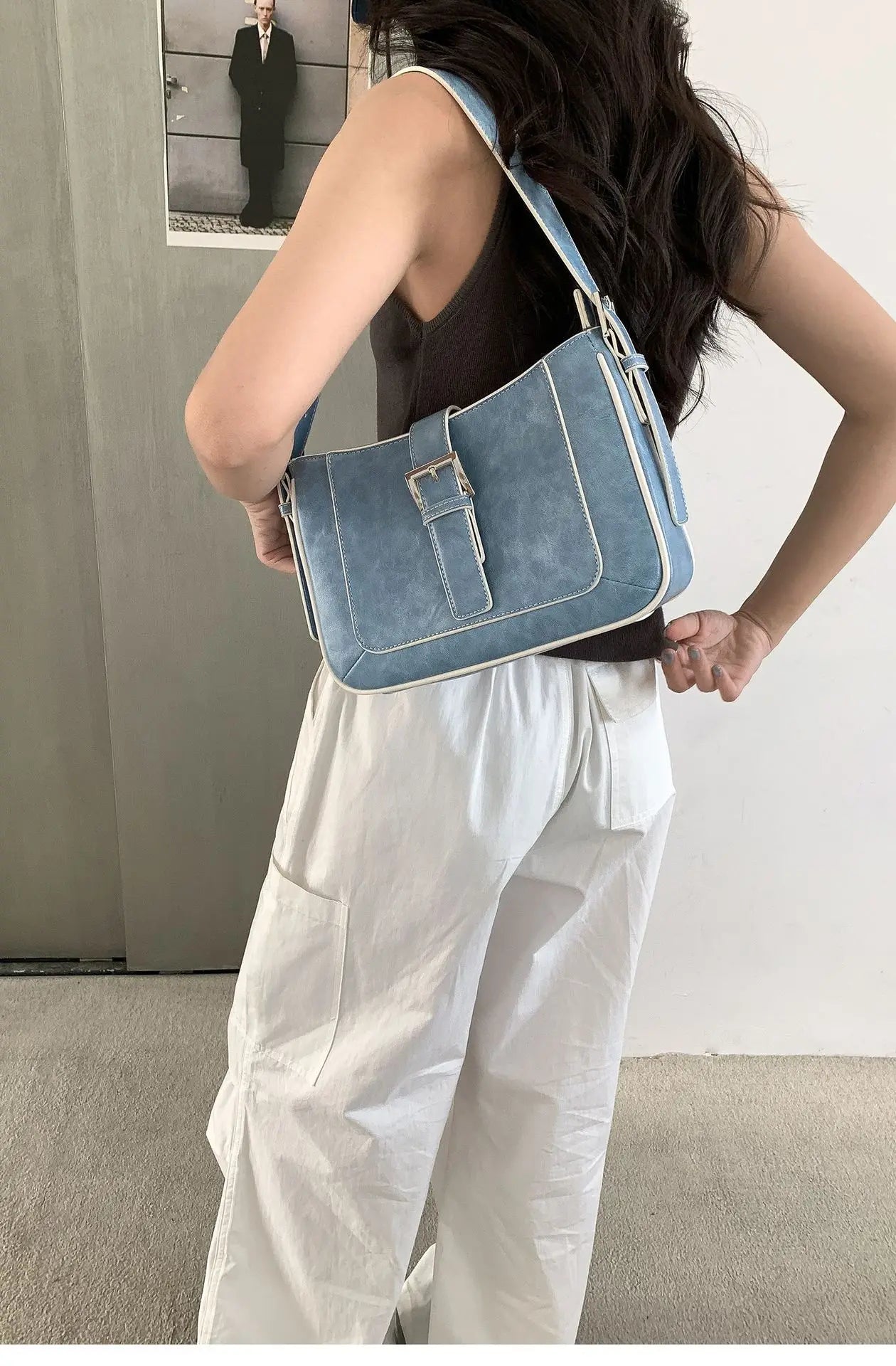 Cyflymder  Trendy Fashion Simple Vintage Mini Square Bags Korean Office Lady All Match Underarm Bag Women Y2k Aesthetic Shoulder Handbags