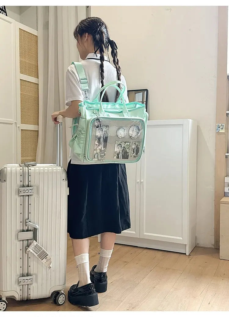Cyflymder  Vintage Y2k Aesthetic Simple Shoulder Crossbody Bags All Match Trendy Transparent Ita Bag Ins Casual Backpack for Women Students