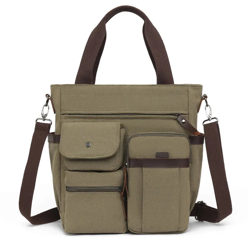 Cyflymder  Men Canvas Messenger Bag Camping Crossbody Bags Sling Shoulder Bag for Travel Work College Reto Men's School Handbags Briefcase