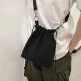 Cyflymder Fashion Women Handbags Waterproof Nylon Shoulder Bags Large Capacity Crossbody Bags for Women Portable Drawstring Bucket Bag