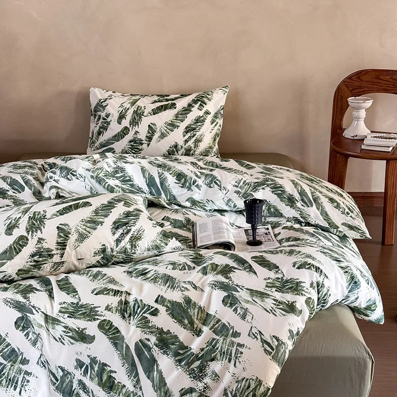 Cyflymder  New 100% Cotton Floral Print Bedding Sets Cozy Skin Friendly Soft Comforter Set Naked Sleeping Textile Supplies for All Seasons