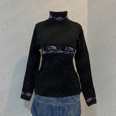 Cyflymder   Harajuku Women's High-Neck Sweater Chic Retro Millennial American Basic Style Grunge Street Style Y2K Punk Everyday Casual Tops
