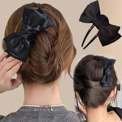 Cyflymder  Simple Black Bowknot U shape Hair Sticks Fashion Women Bun Ball Hairpin Daily Hair Braiding Barrettes Styling Hair Accessories